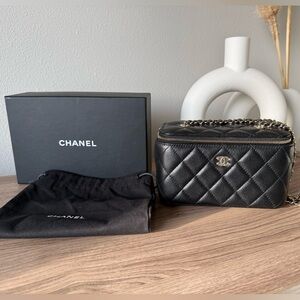 Chanel Black Quilted Caviar Leather Vanity
